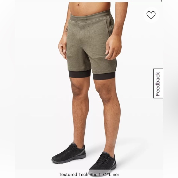 Lululemon Textured Tech Short 7" Liner Olive Green Size Medium - Picture 1 of 12